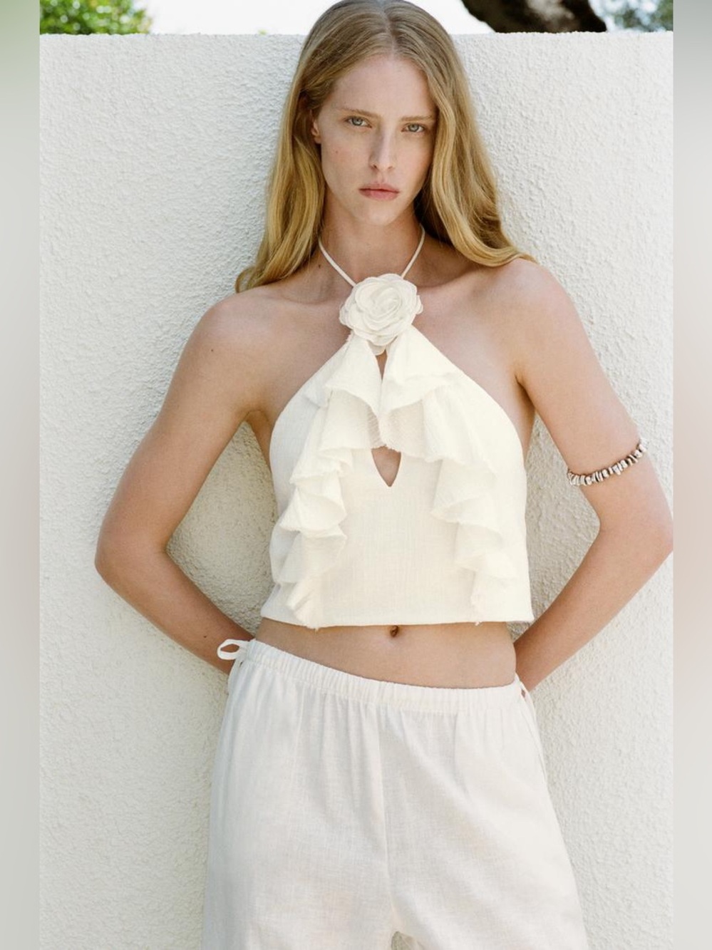 NWT zara TEXTURED FLORAL COTTON GAUZE TOP